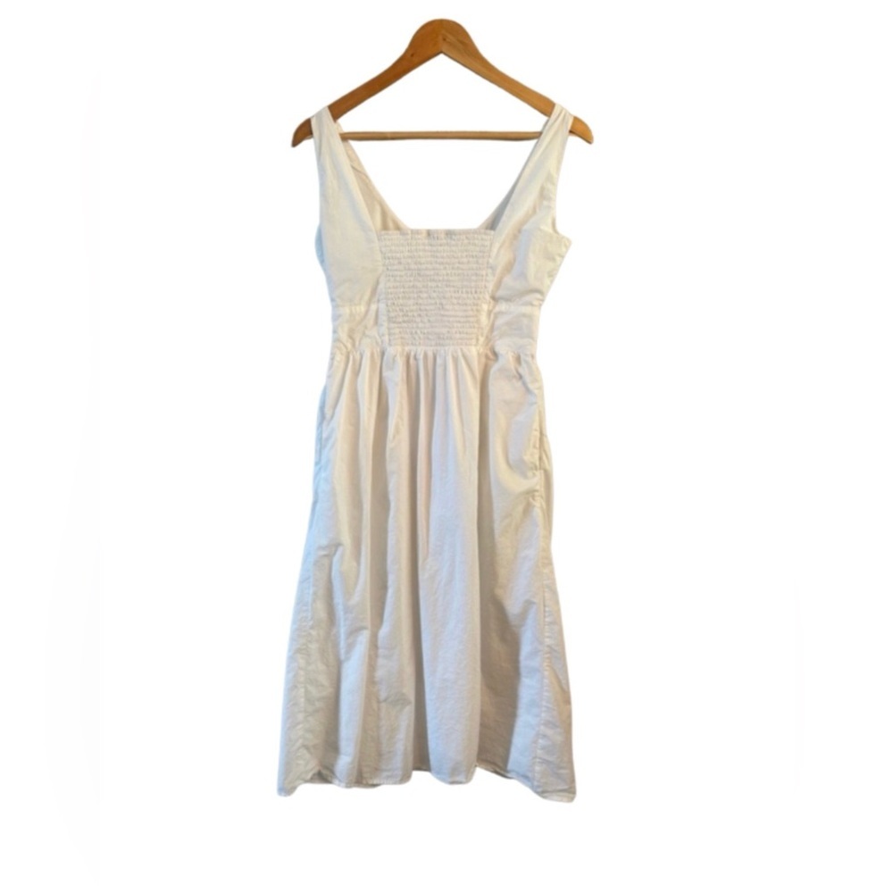 J. Crew Cotton Poplin Button Down Sleeveless White Midi Dress Size 2 Wedding - Picture 4 of 8